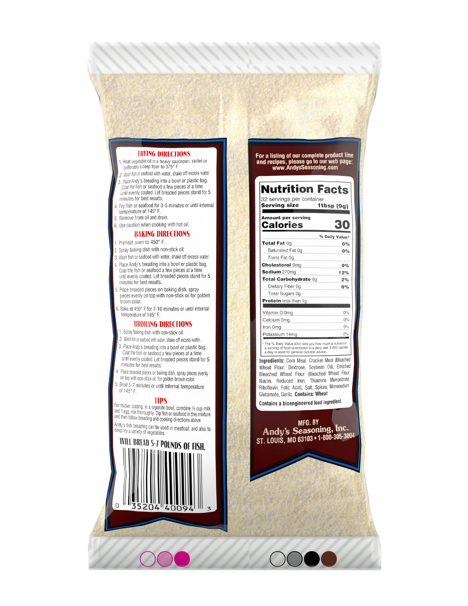 Andy's Yellow Fish Breading Back